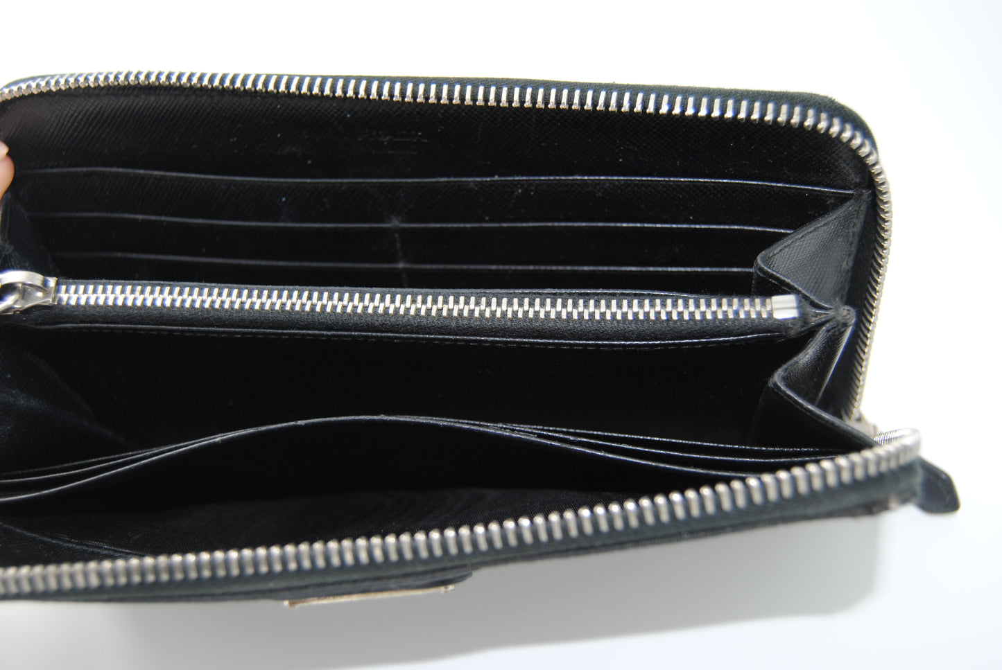 Prada Tessuto Nylon Round Zipper Long Wallet Black