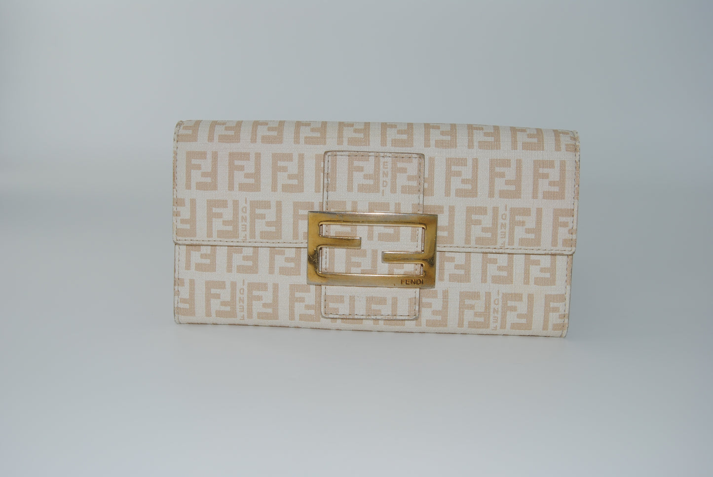 Fendi Canvas FF Zuca Wallet White and Gold