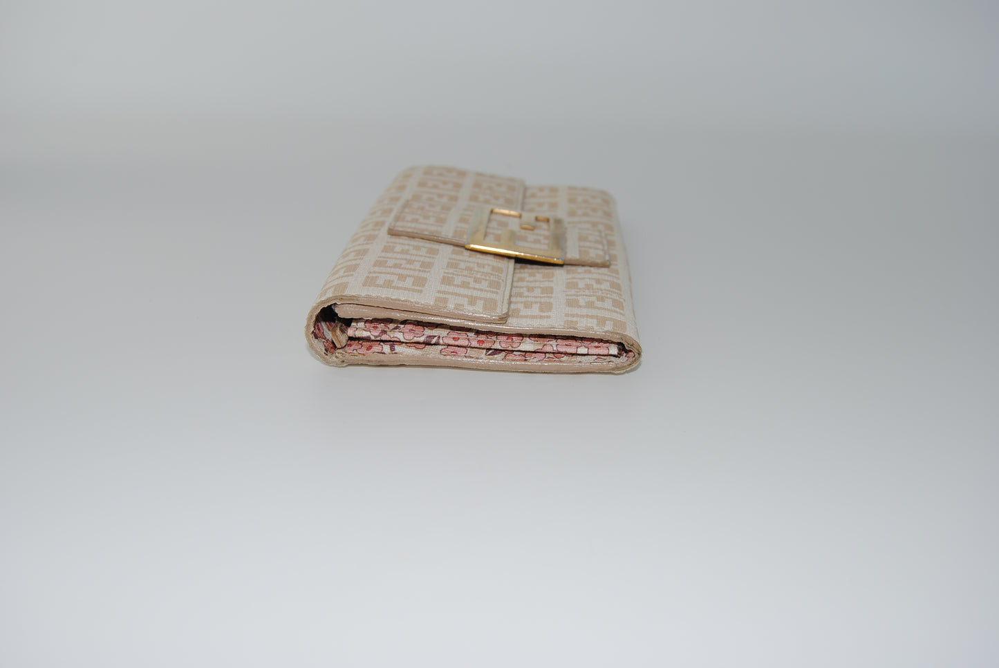 Fendi Canvas FF Zuca Wallet White and Gold