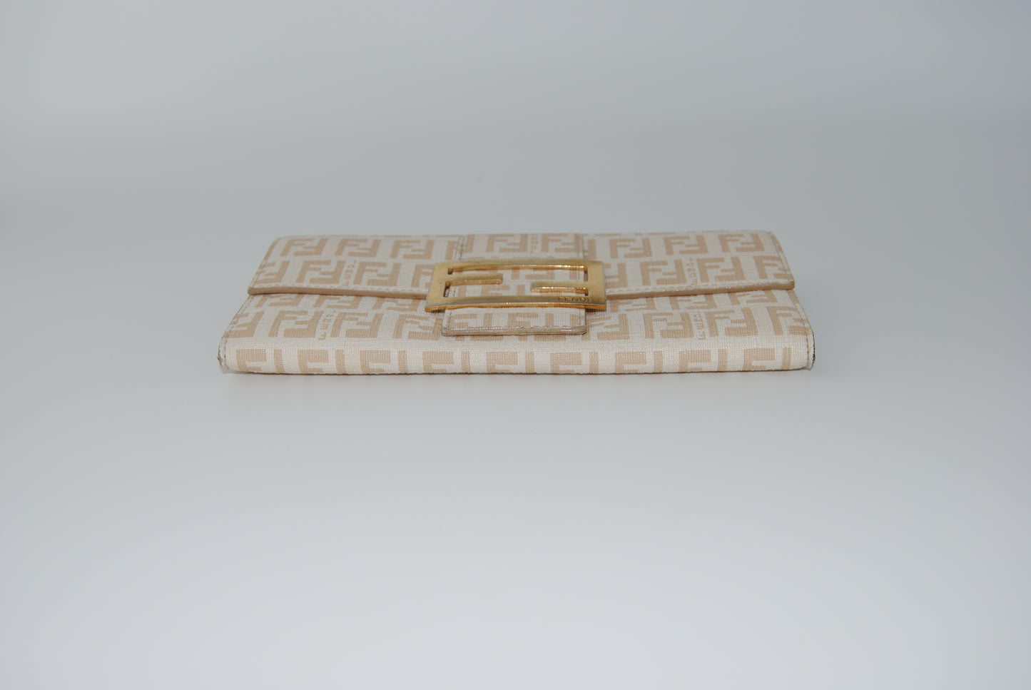 Fendi Canvas FF Zuca Wallet White and Gold