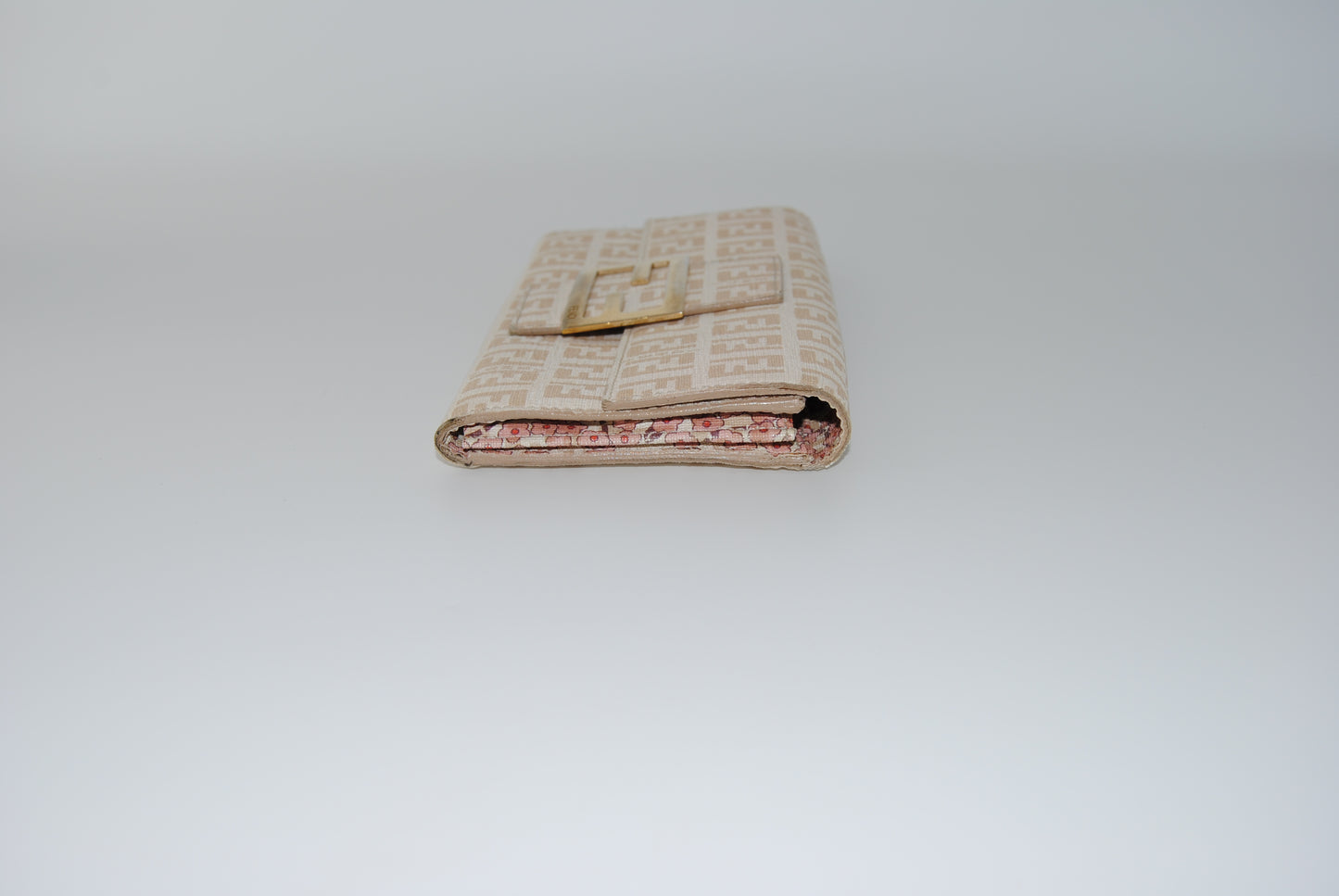 Fendi Canvas FF Zuca Wallet White and Gold