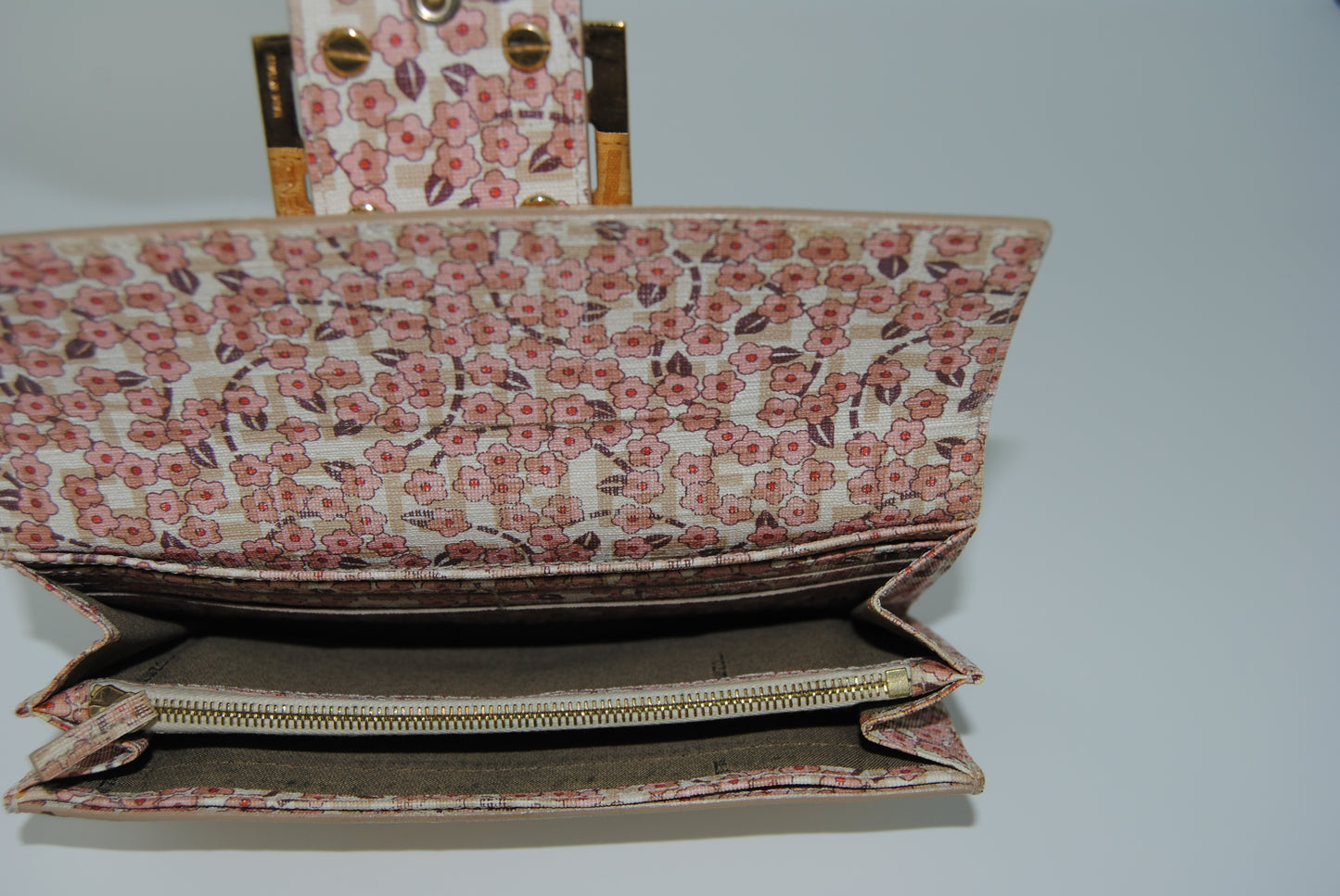 Fendi Canvas FF Zuca Wallet White and Gold