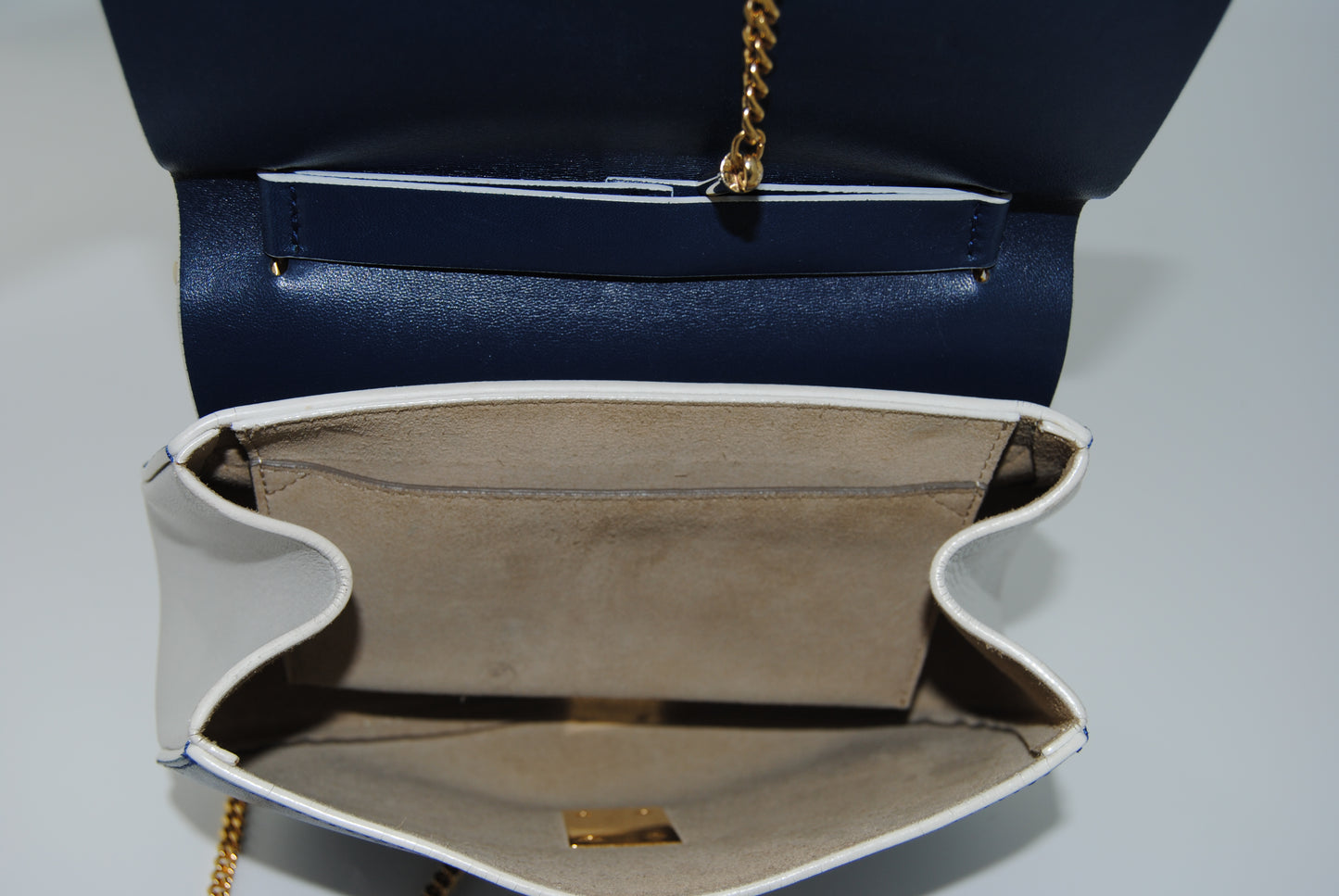 Chloe Royal Drew Bag Navy/Grey Smooth Leather Small