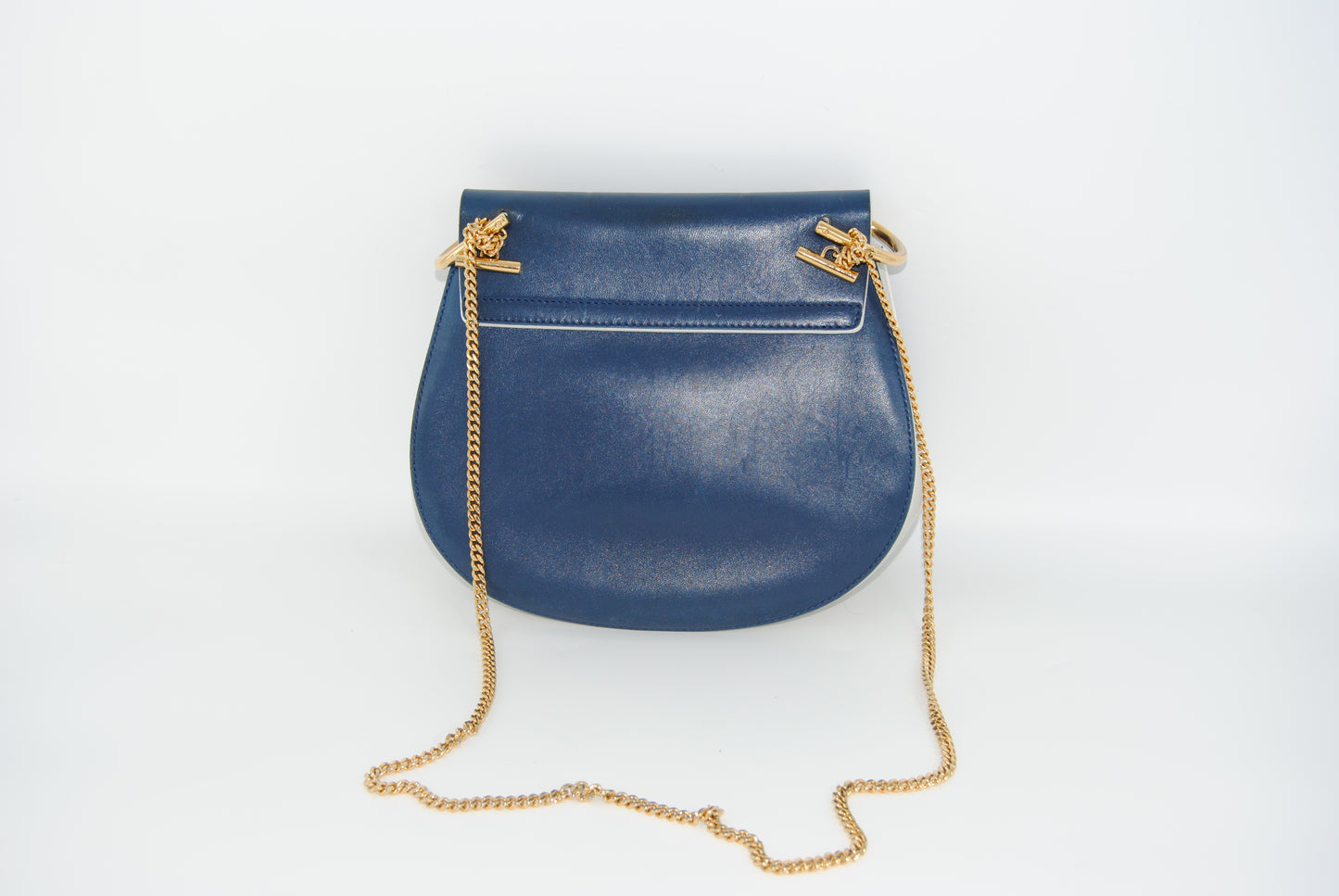 Chloe Royal Drew Bag Navy/Grey Smooth Leather Small