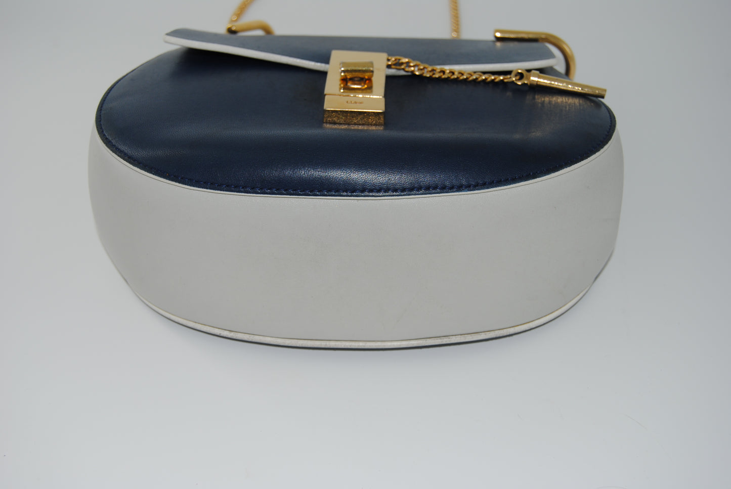 Chloe Royal Drew Bag Navy/Grey Smooth Leather Small