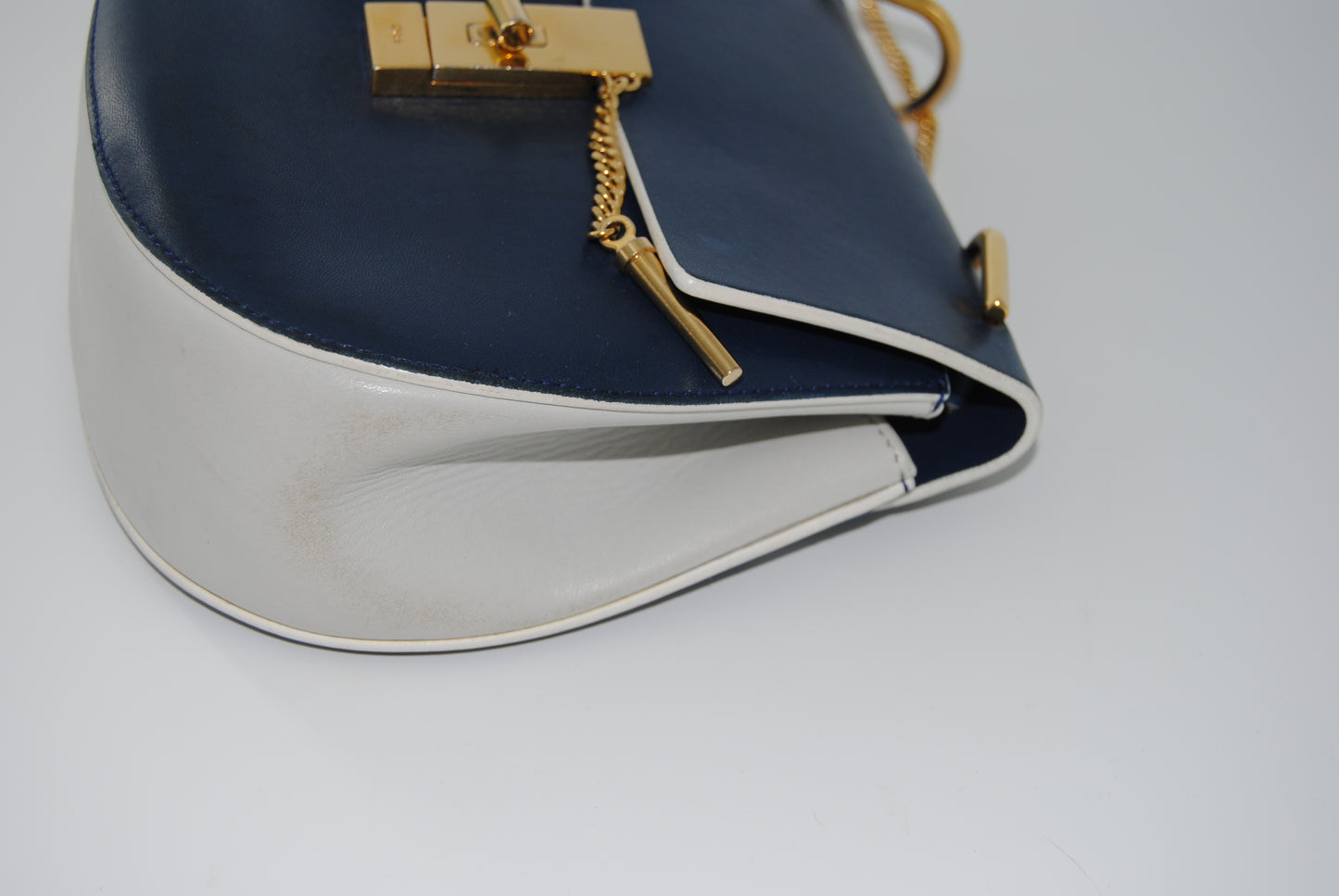 Chloe Royal Drew Bag Navy/Grey Smooth Leather Small
