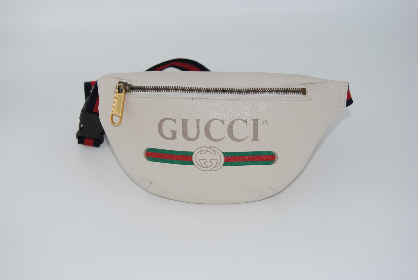 Gucci Grained Calfskin Small Logo Belt Bag White