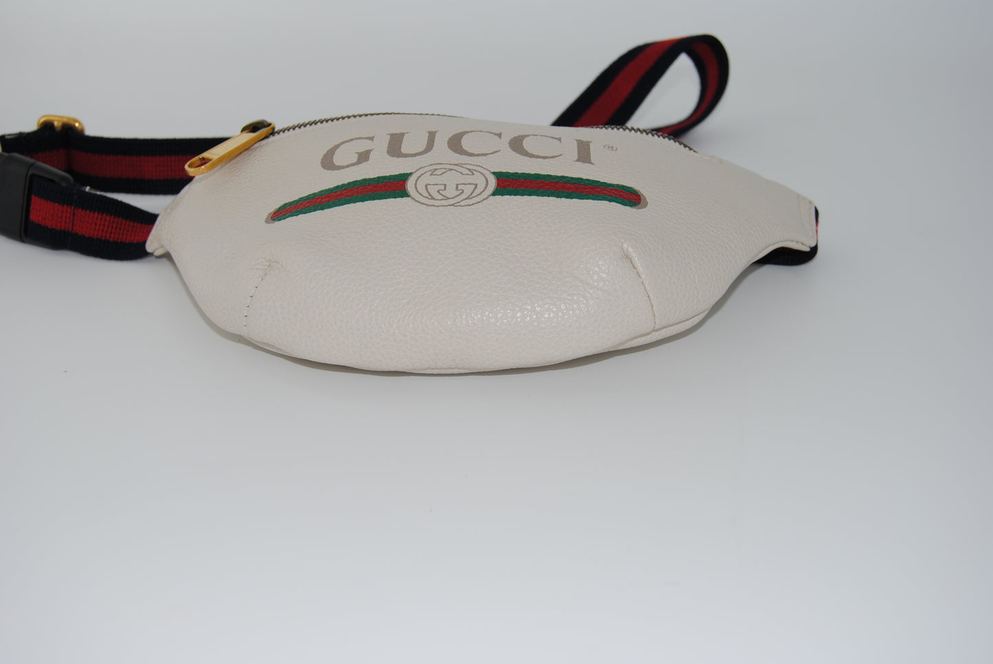 Gucci Grained Calfskin Small Logo Belt Bag White
