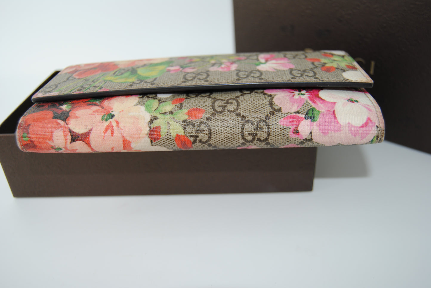Gucci GG Supreme Monogram Blooms Continental Wallet Beige Multicolor Dry Rose