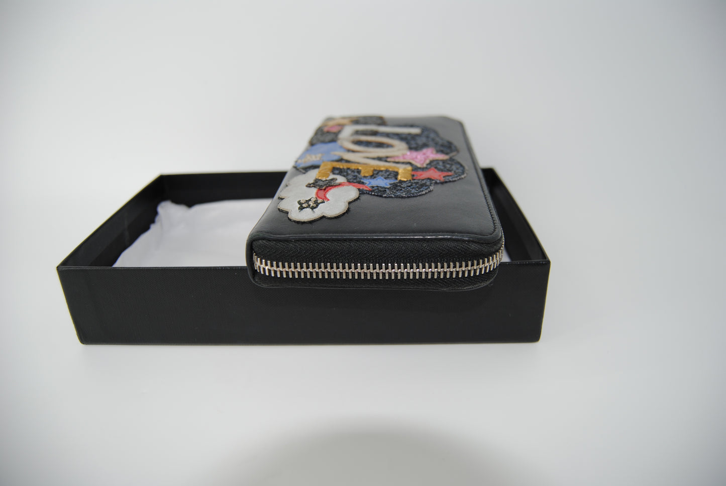 Saint Laurent Rive Gauche Love Star Patchwork Round Wallet