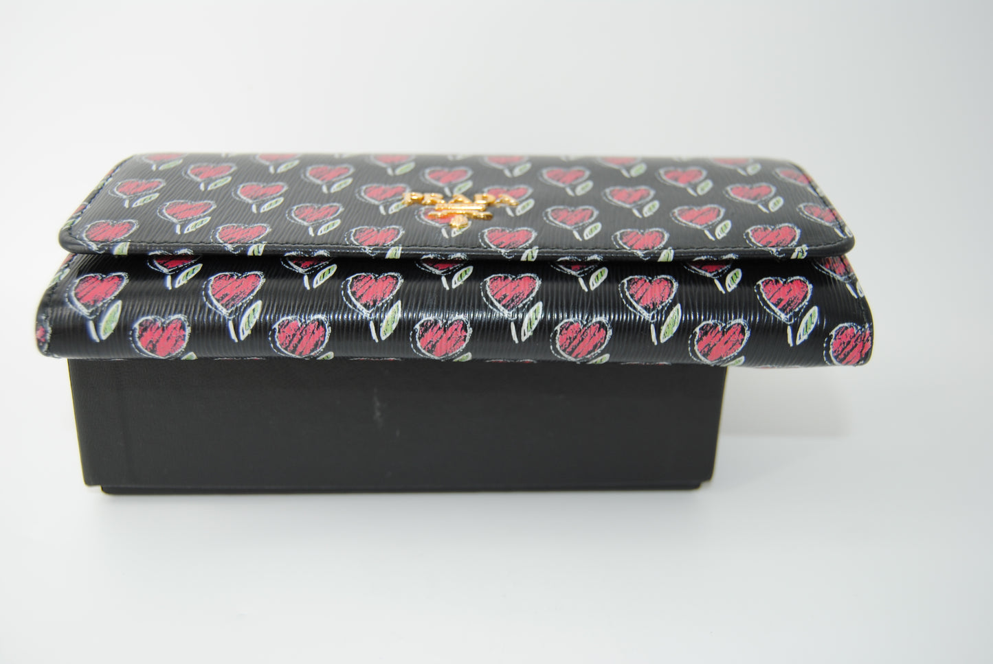 Prada Vitello Move Love Continental Flap Travel Wallet