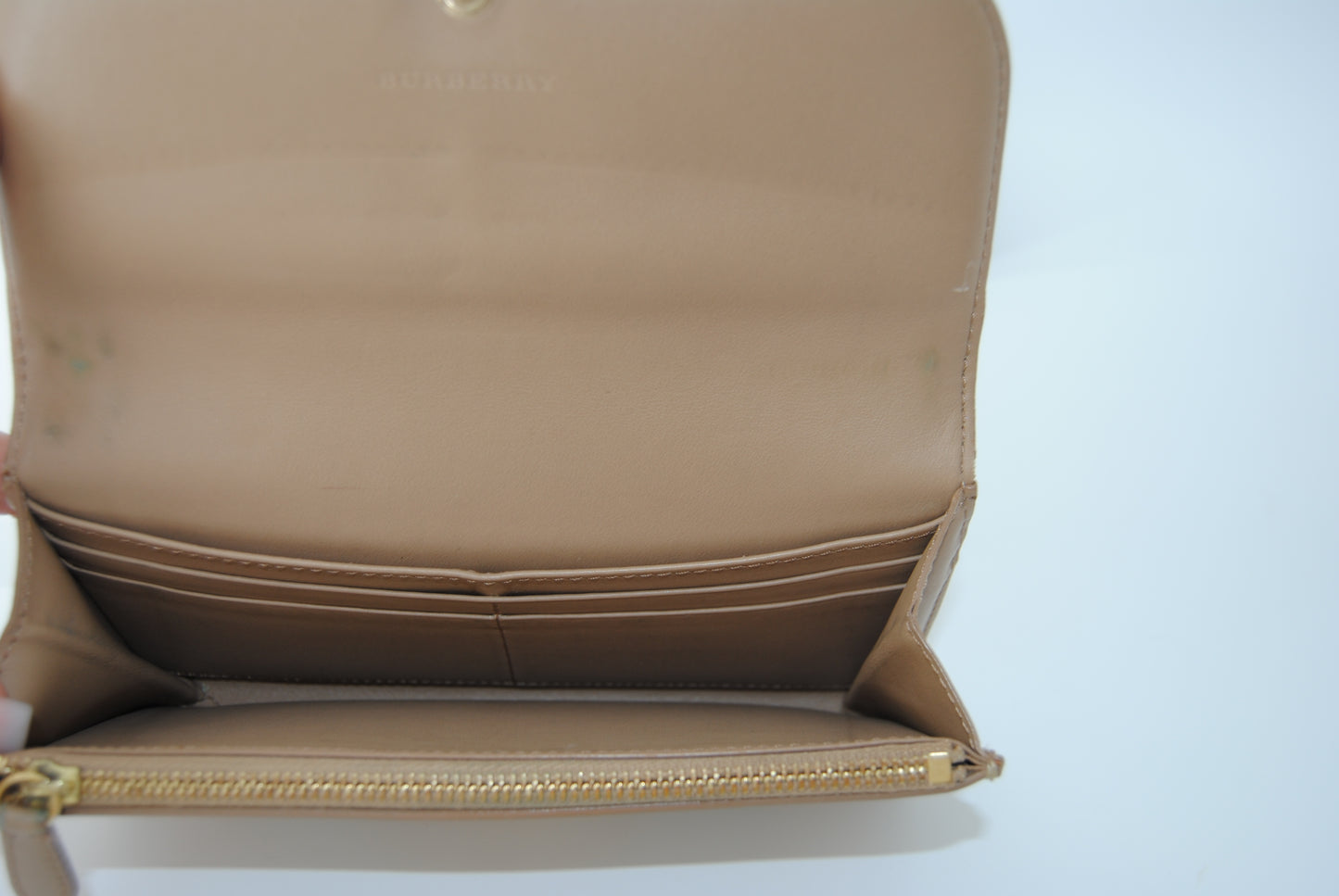 Burberry Haymarket Check Halton Wallet Tan