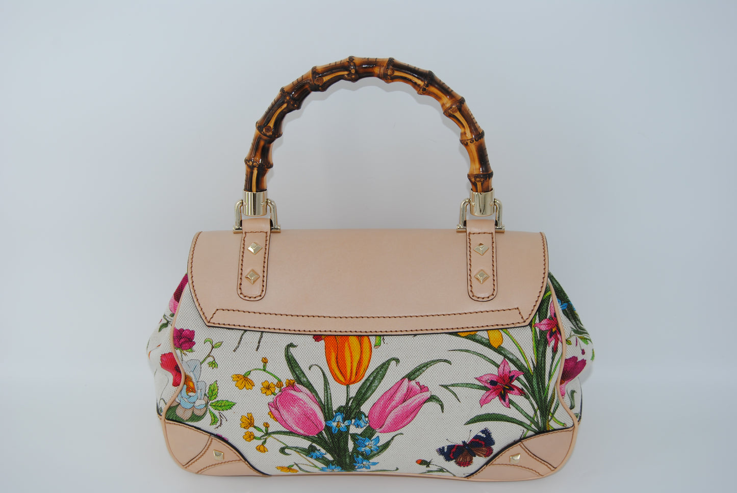 Gucci Floral Flora Bamboo Handle Bag