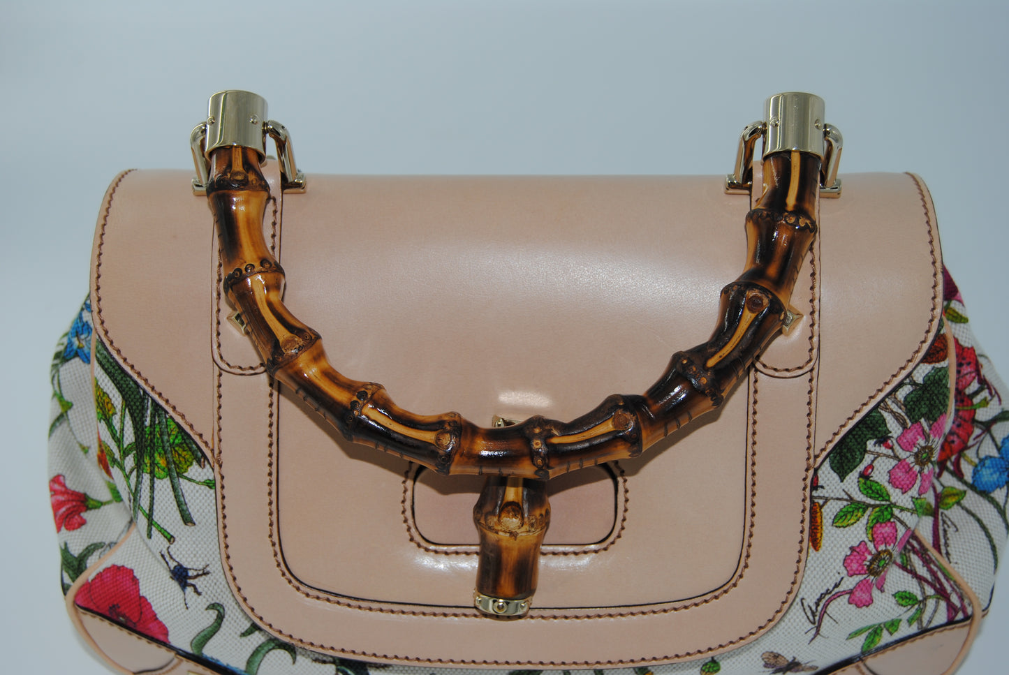 Gucci Floral Flora Bamboo Handle Bag