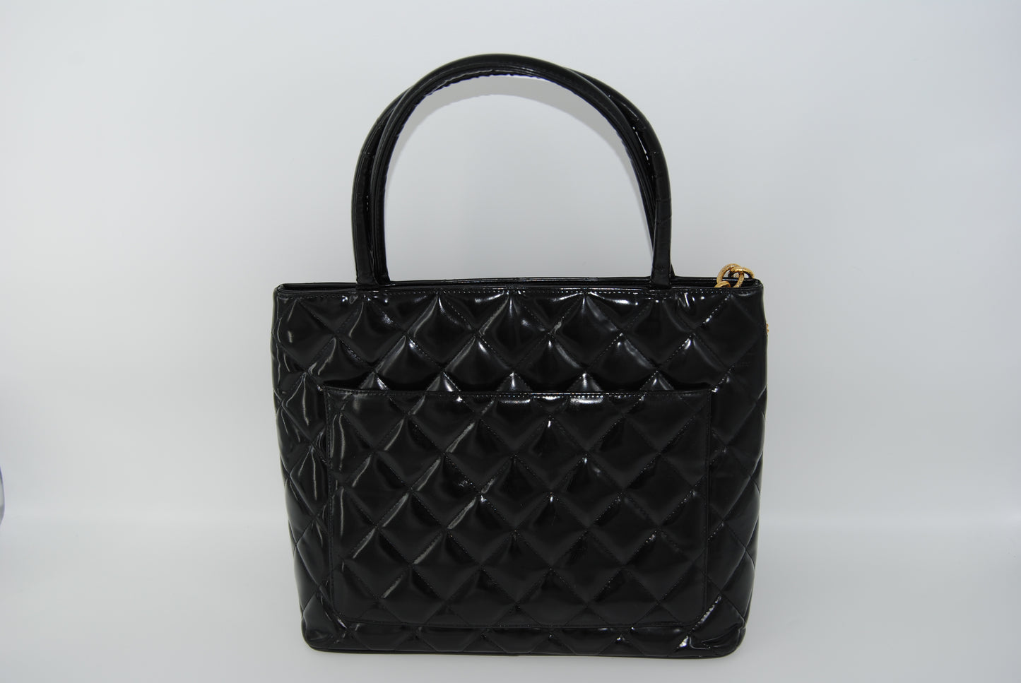 Chanel Patent Medallion Tote Black