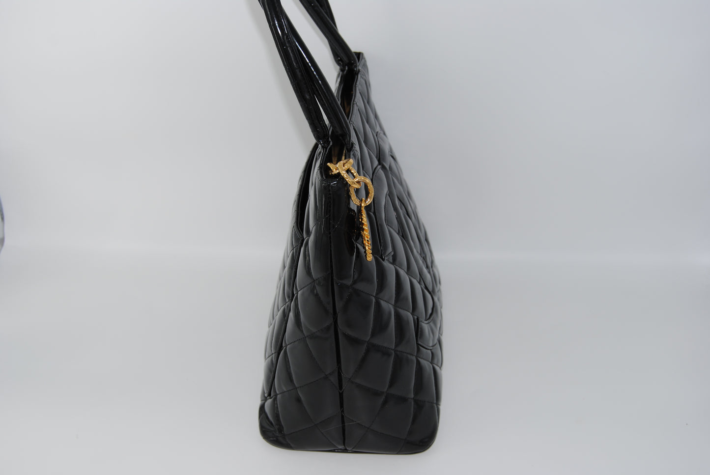 Chanel Patent Medallion Tote Black