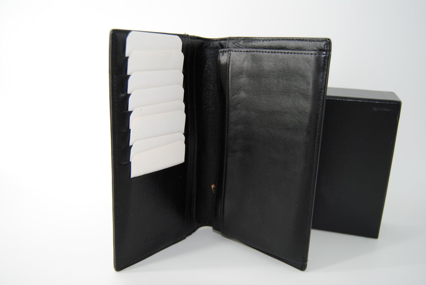 Chanel Black Quilted Charm Icon Leather CC Bifold Wallet