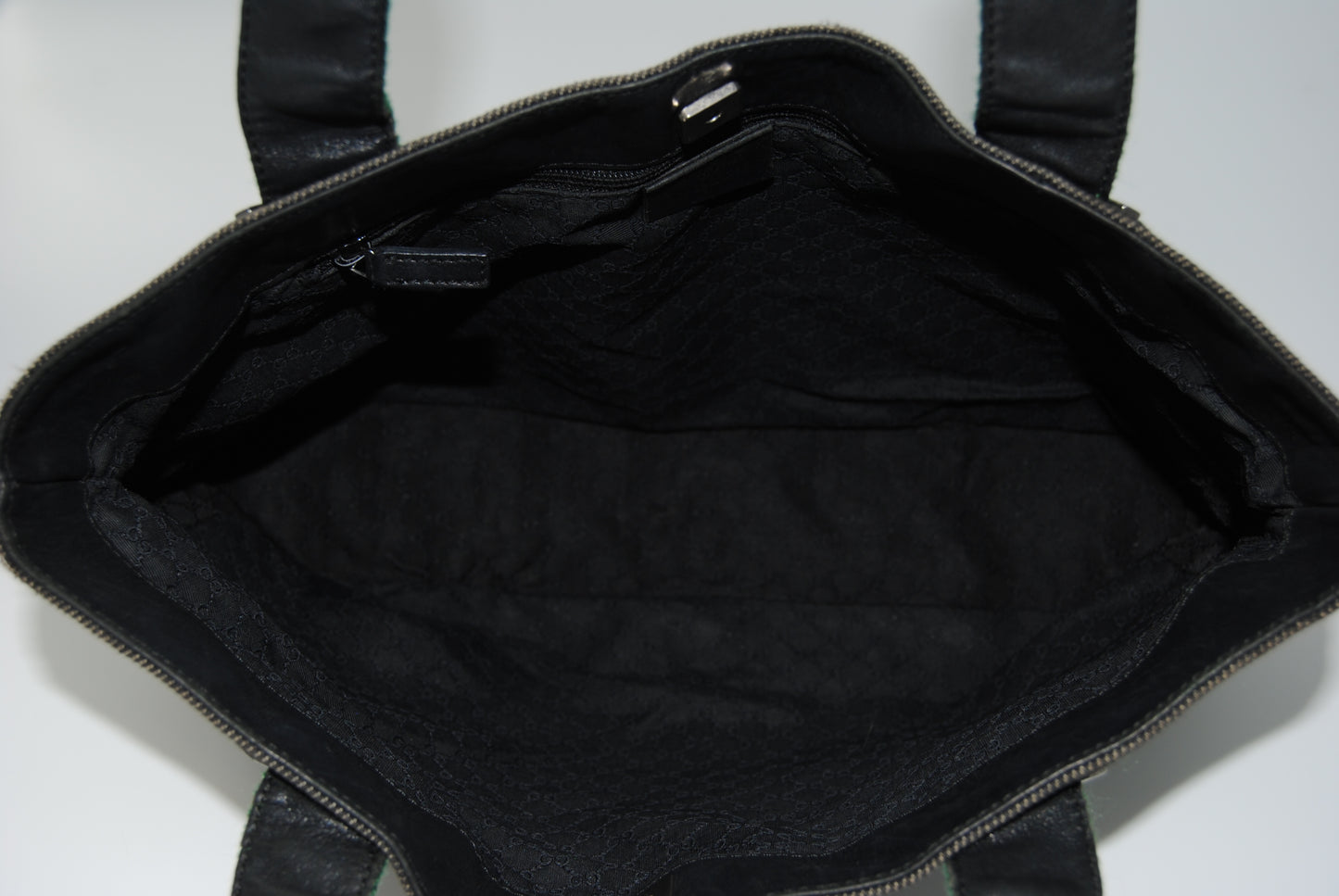 Gucci Web Sherry Line Denim and Leather Tote