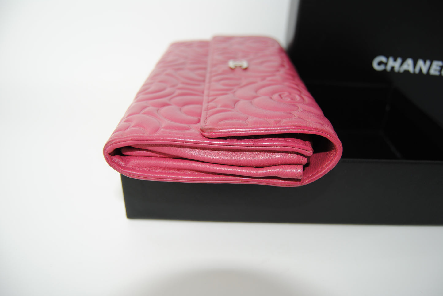 Chanel Lambskin Camellia Large Flap Wallet Fuchsia