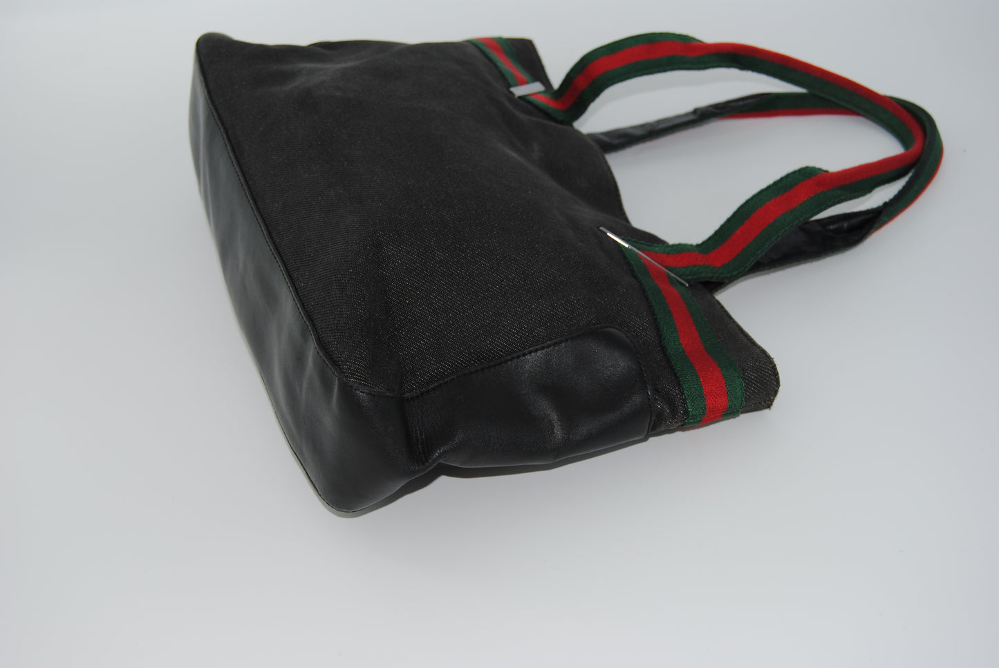 Gucci Web Sherry Line Denim and Leather Tote