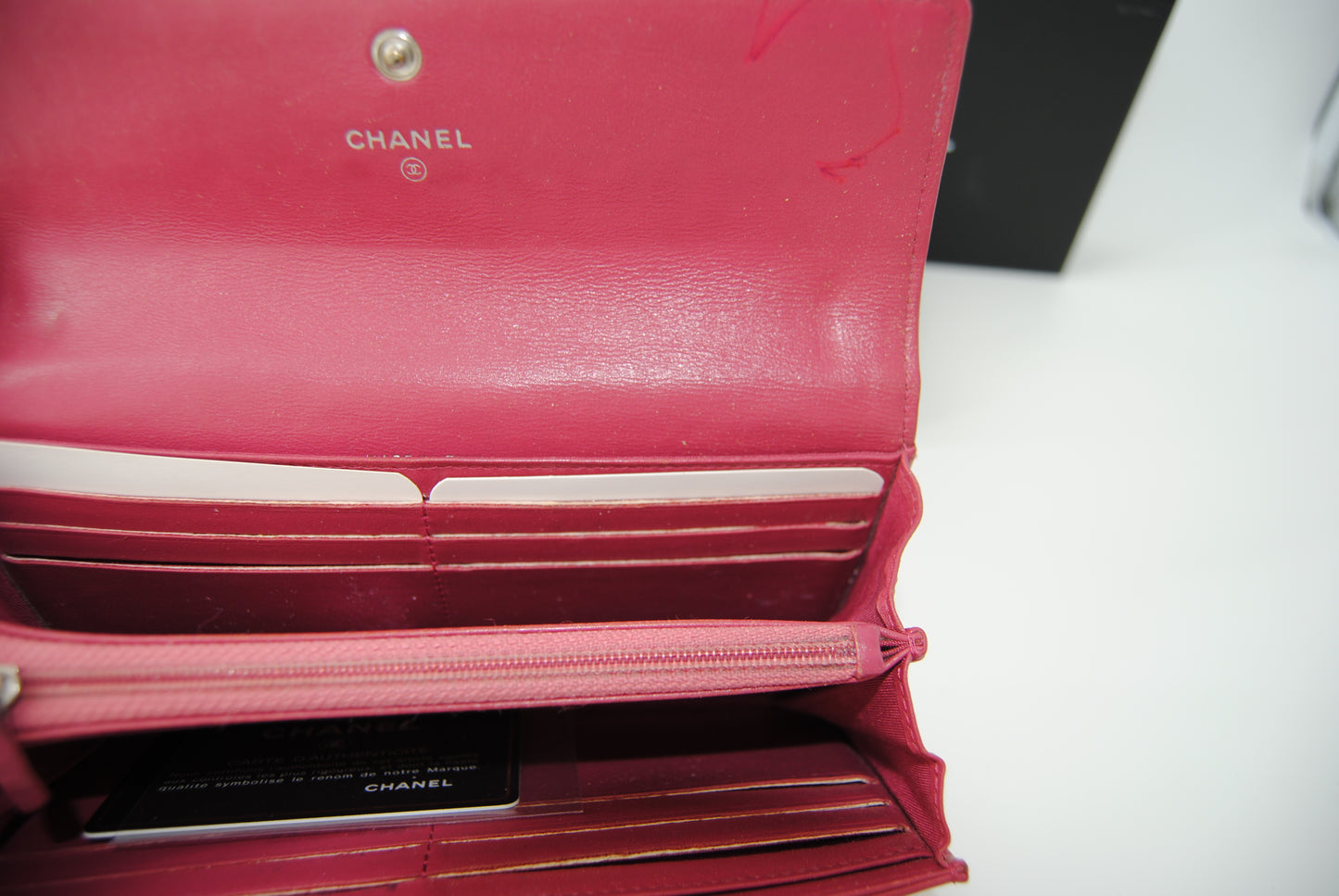 Chanel Lambskin Camellia Large Flap Wallet Fuchsia