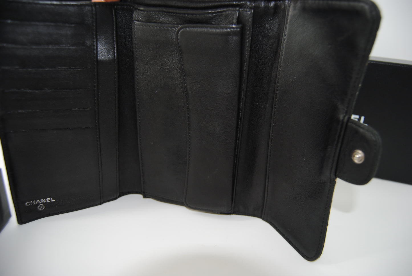 Chanel Black Quilted Perforated Leather Continental Wallet