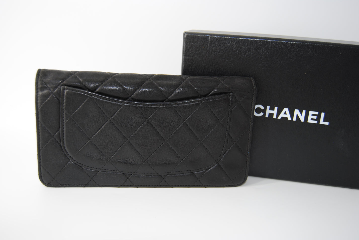 Chanel Matelasse Bifold Long Wallet Timeless Classic Leather Black