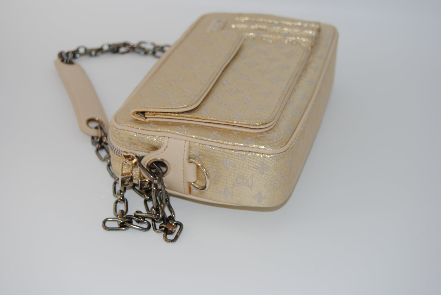 Louis Vuitton Mini Lin Shine McKenna Party Square Gold LV Logo Shoulder bag