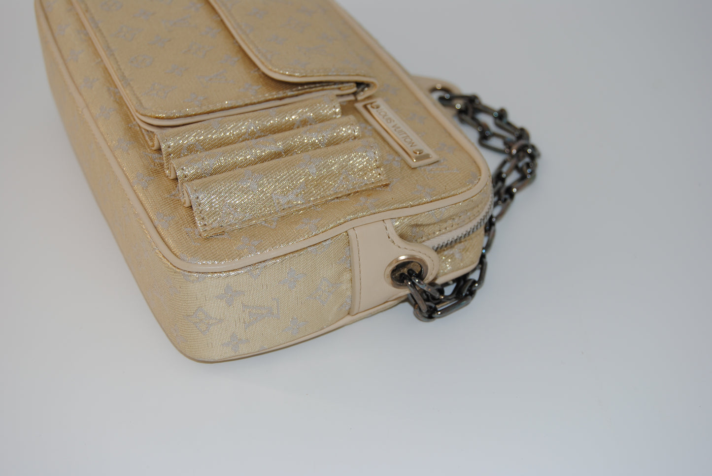 Louis Vuitton Mini Lin Shine McKenna Party Square Gold LV Logo Shoulder bag