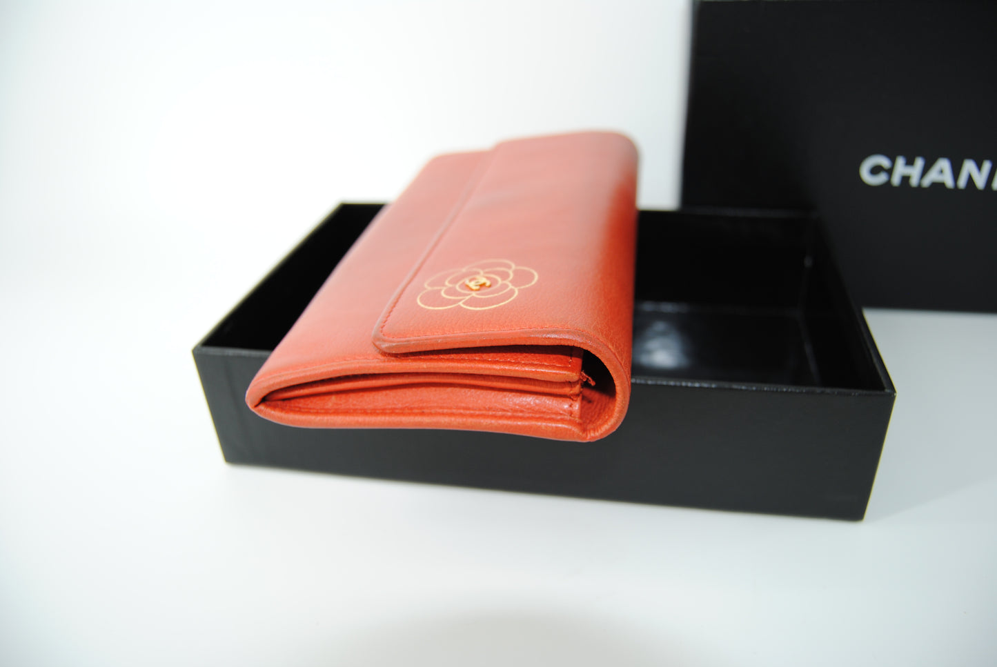 Chanel Long Wallet Butterfly Camellia Orange