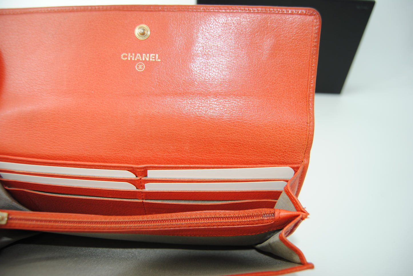 Chanel Long Wallet Butterfly Camellia Orange
