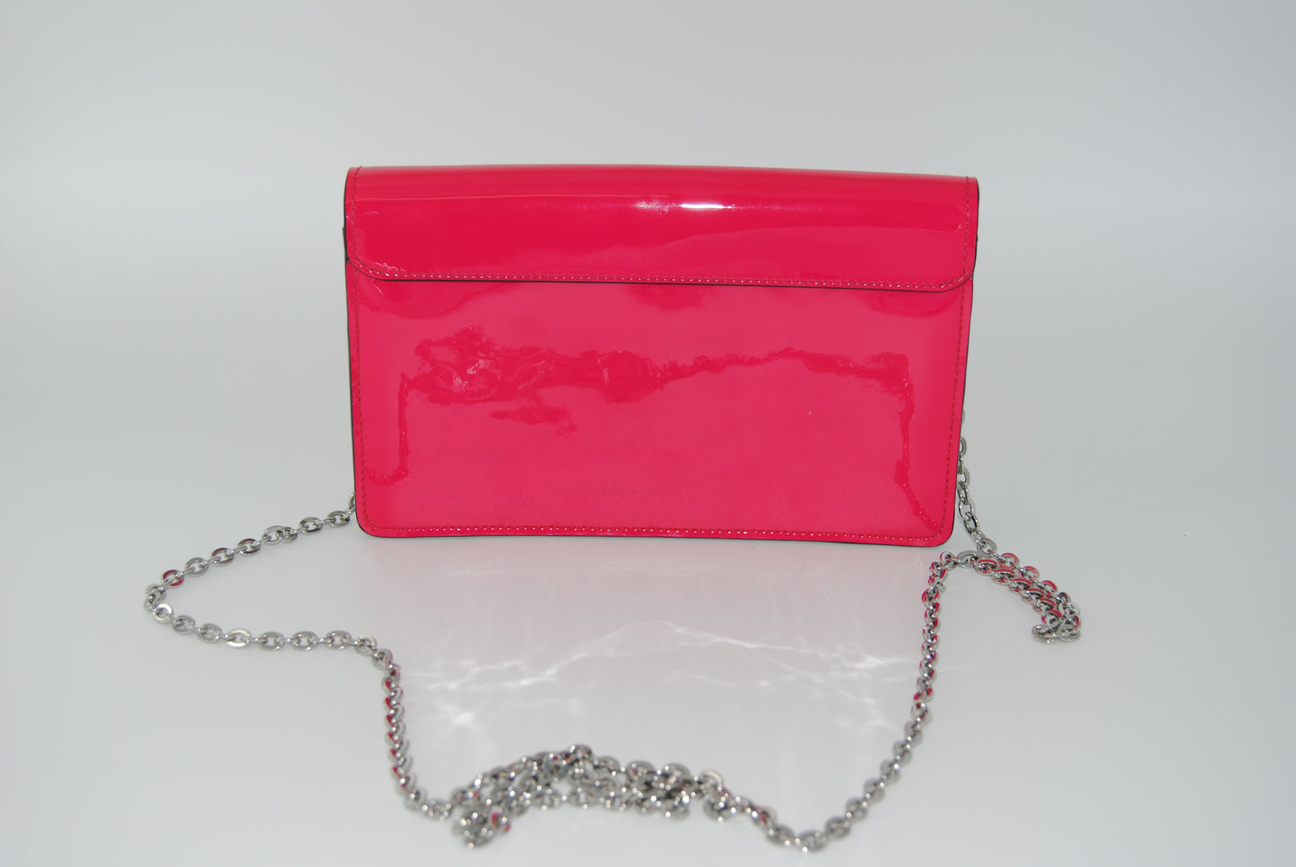 Louis Vuitton Patent Calfskin Monogram Cherrywood Chain Wallet Berlingot Pink