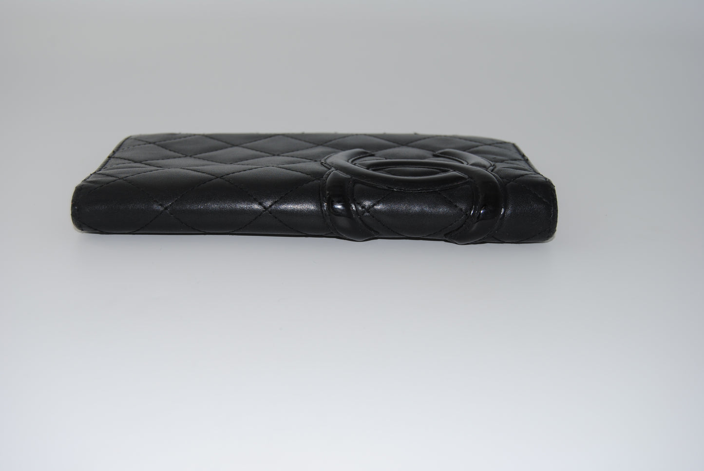 Chanel Cambon Line Black x Pink Long Wallet