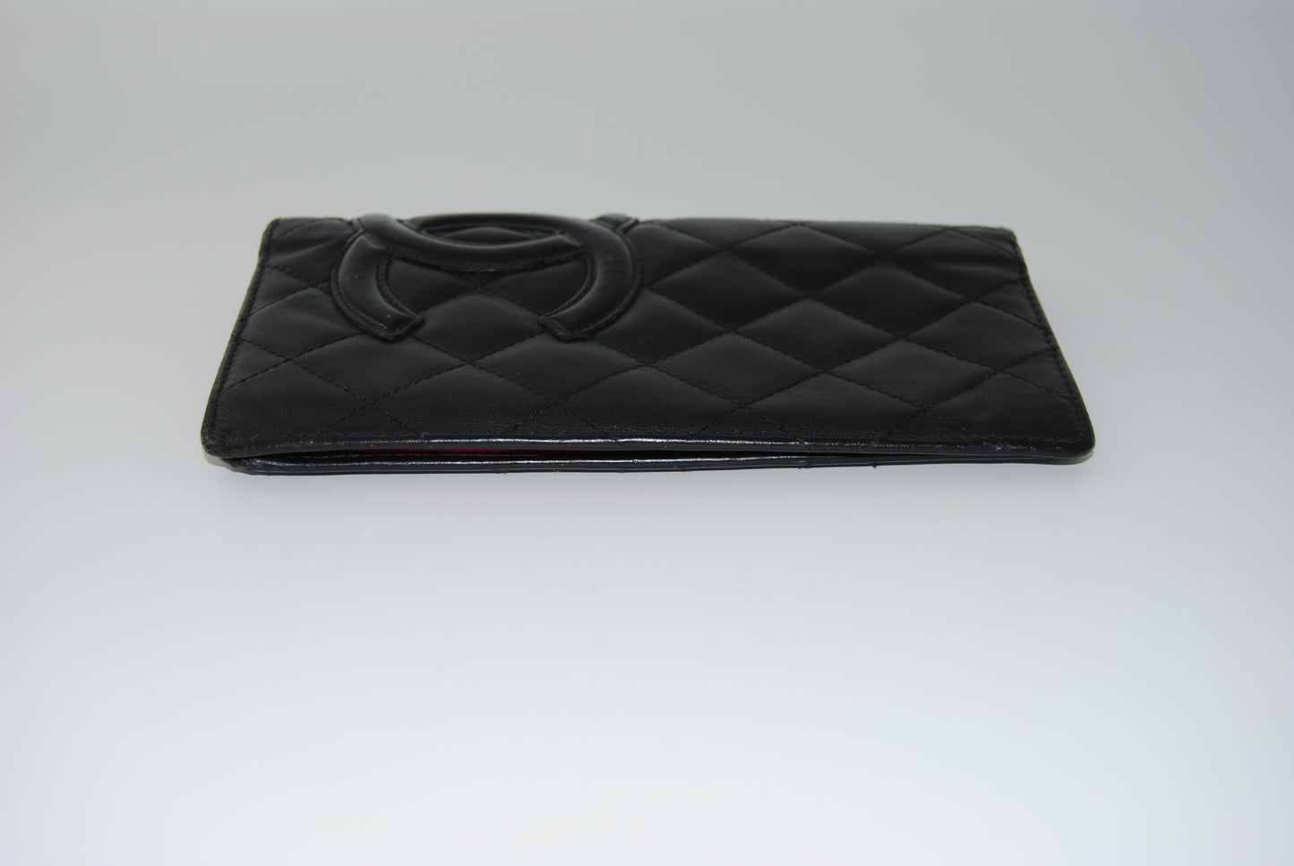 Chanel Cambon Line Black x Pink Long Wallet