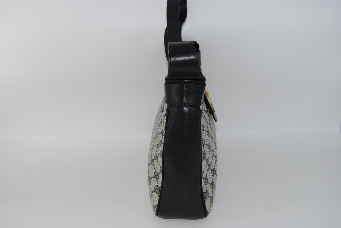 Gucci GG Canvas Sherry Line Shoulder Bag PVC Leather Gray Red Navy