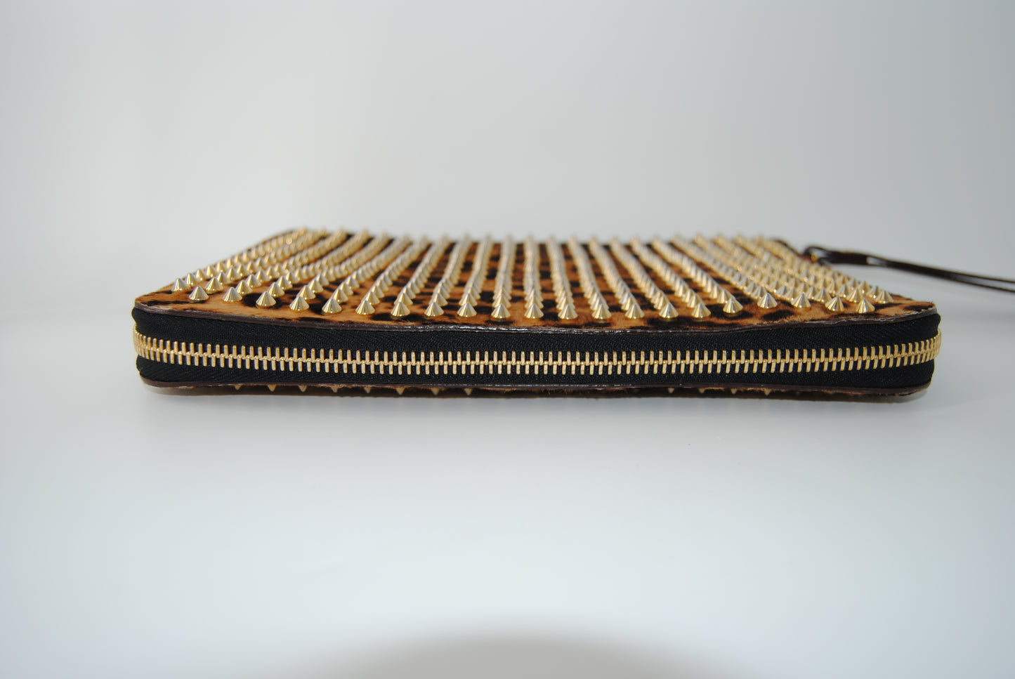 Christian Louboutin Calf Hair Leopard Print Spiked IPad Case