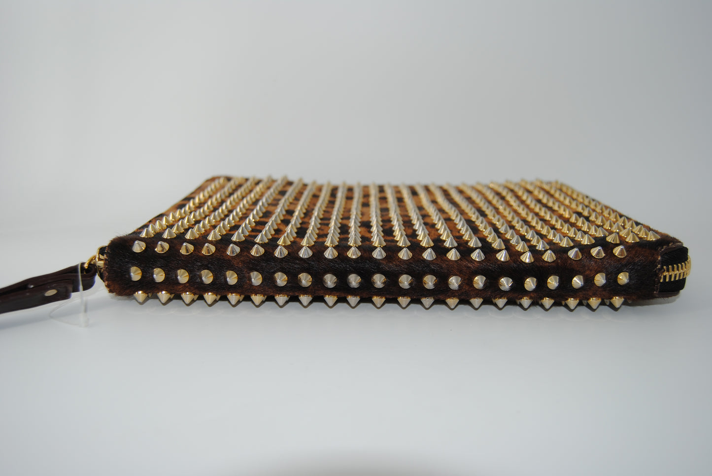 Christian Louboutin Calf Hair Leopard Print Spiked IPad Case