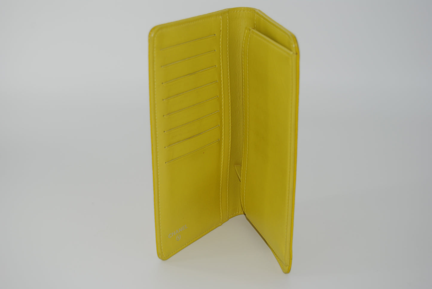Chanel CC Caviar Skin Leather Large Wallet Bifold Yellow