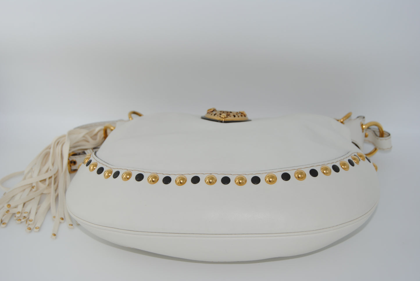 Gucci White Leather Babouska Hobo Bag Cream
