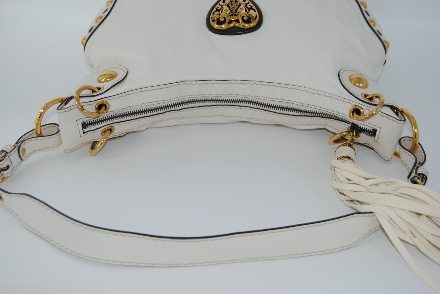 Gucci White Leather Babouska Hobo Bag Cream