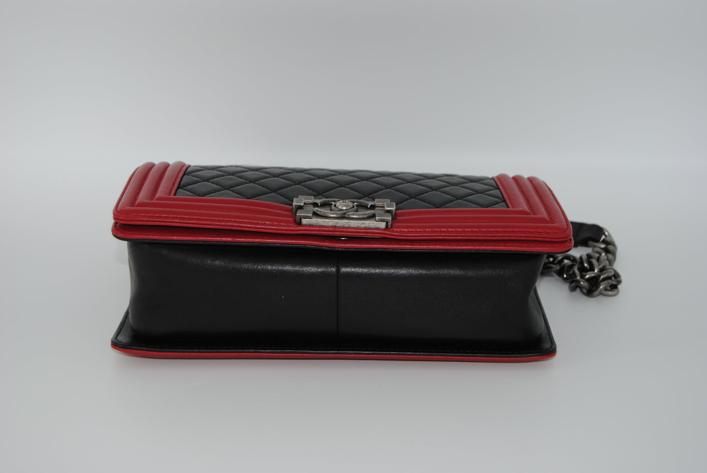 Chanel Lambskin Quilted Medium Boy Flap Black Red