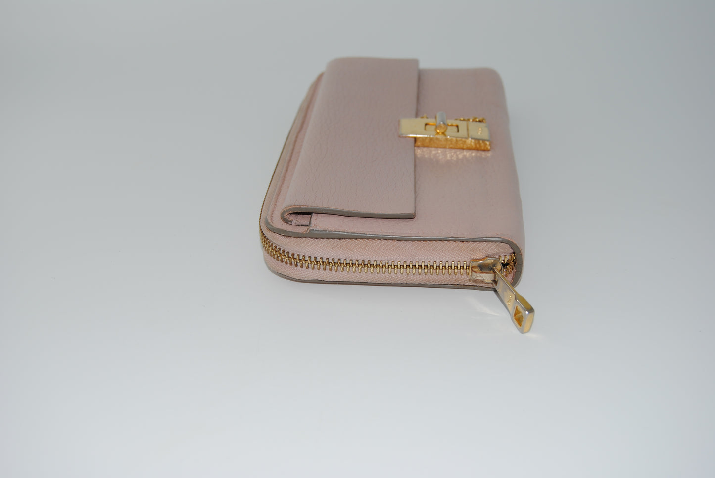 Chloe Long Wallet Drew Pink Beige Leather