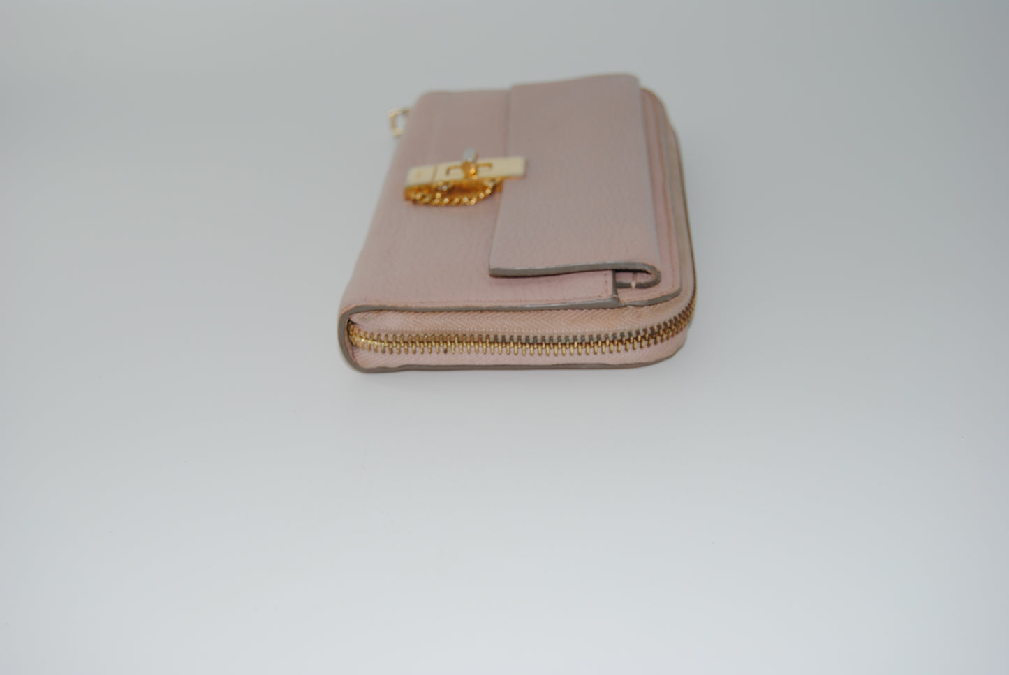 Chloe Long Wallet Drew Pink Beige Leather