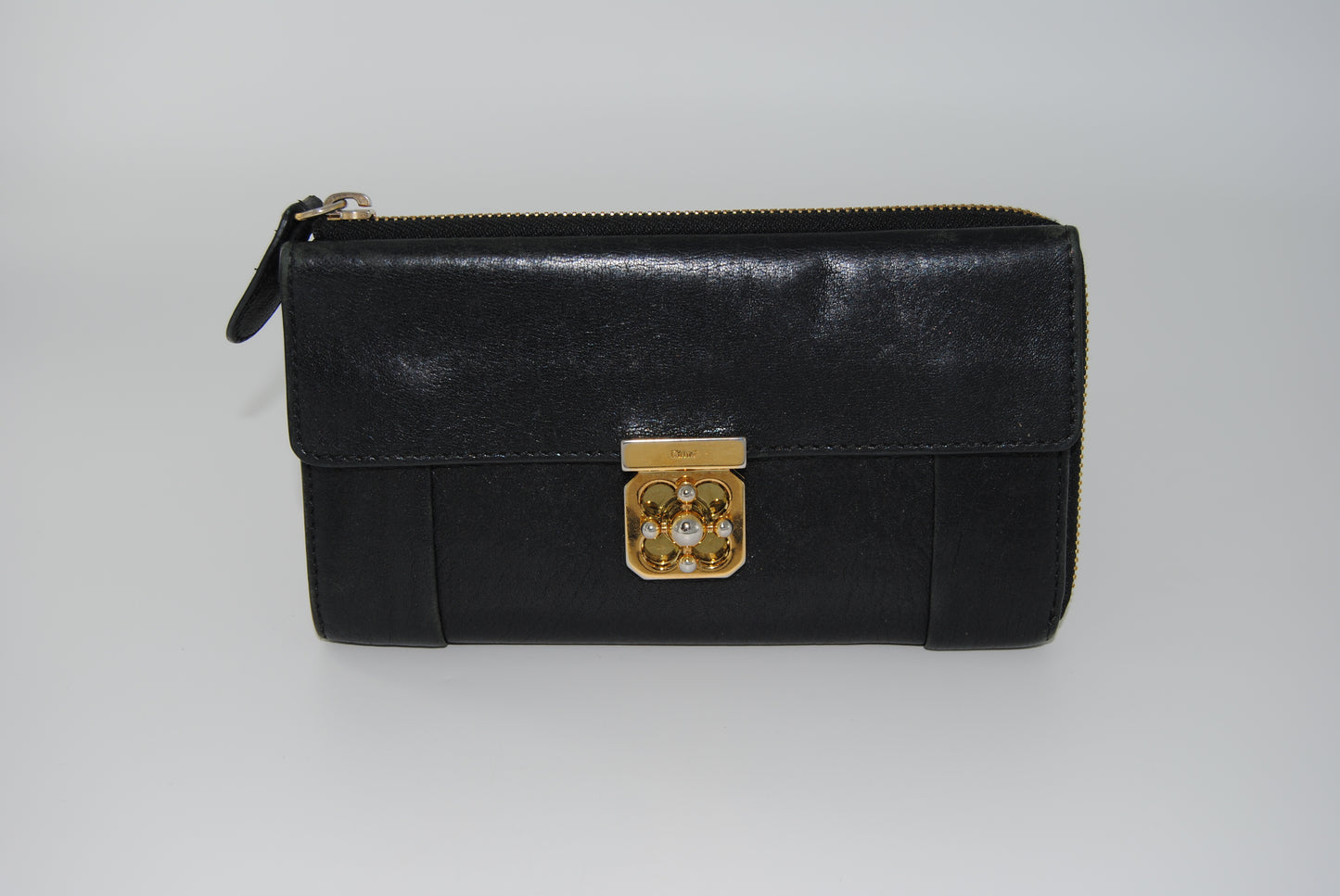 Chloe Long Wallet Drew Black Leather