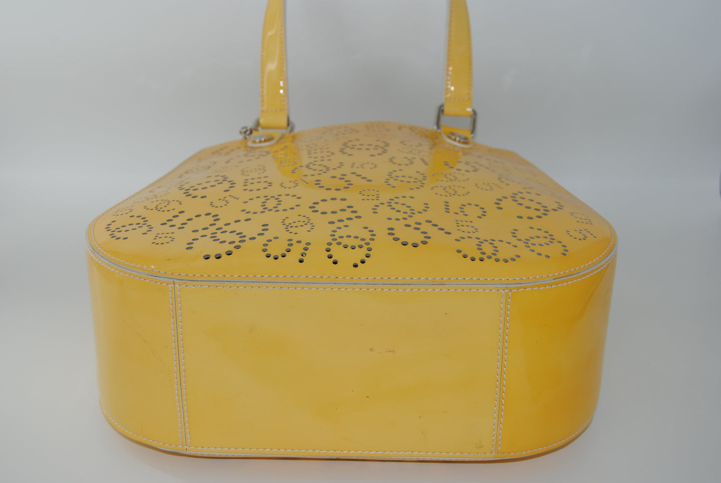 Chanel Patent Perforated CC N°5 Tote Yellow