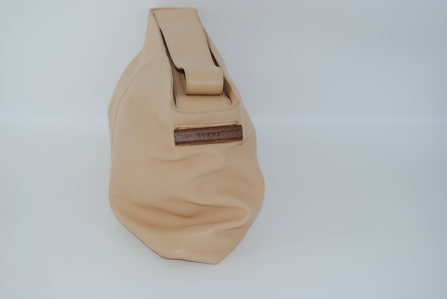 Loewe Wood Plated Leather Shoulder Bag Beige