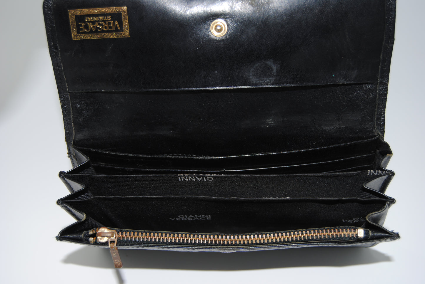 Versace Large Wallet Black Leather