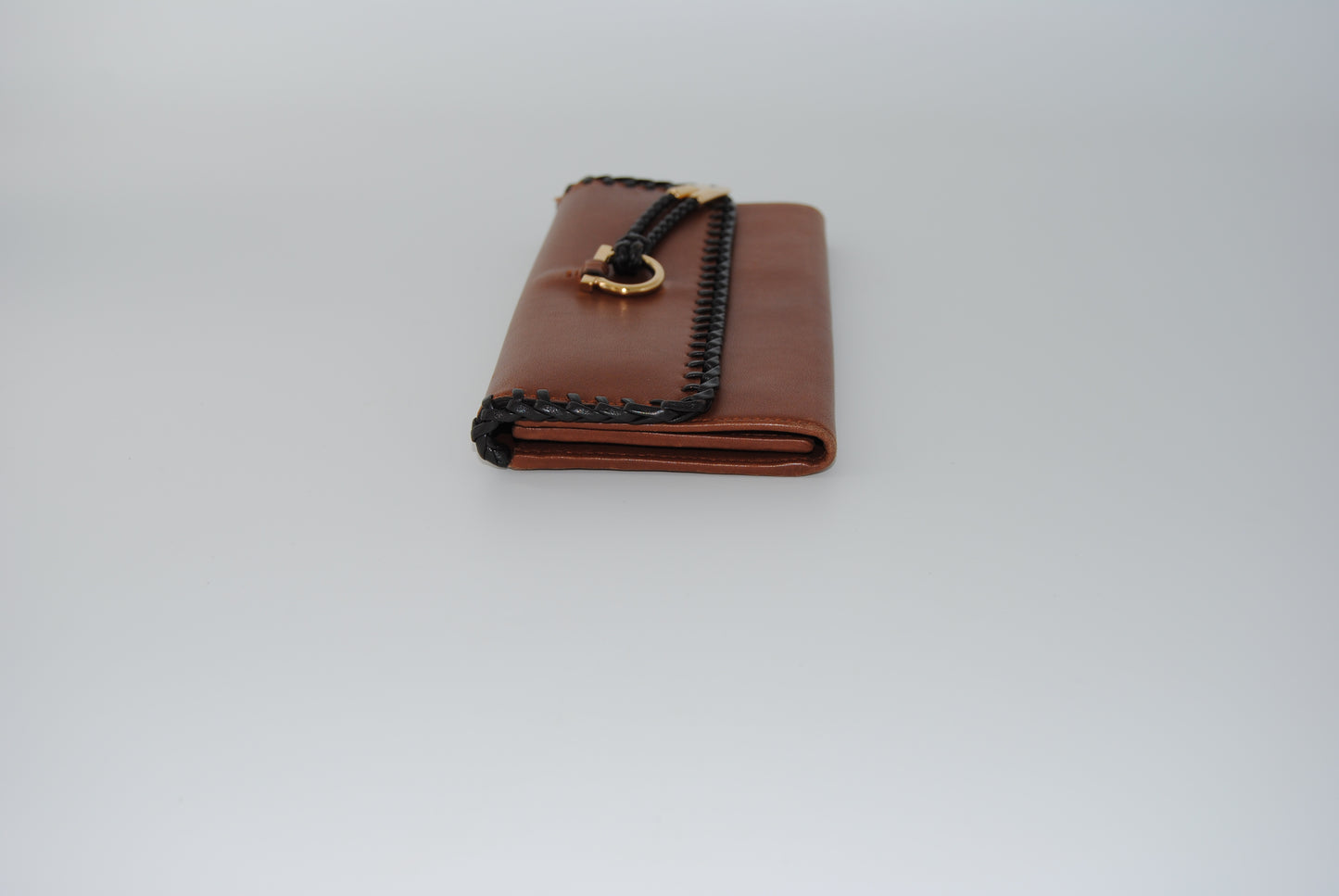 Salvatore Ferragamo Gancini Continental Wallet cognac