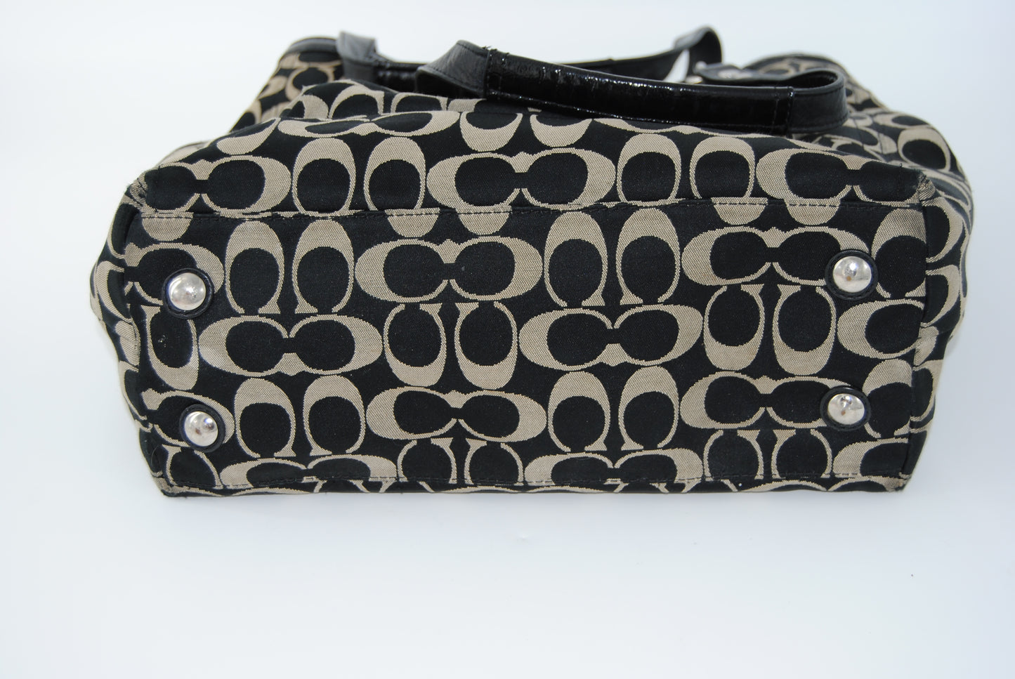 COACH Signature Canvas Shoulder Bag purse Black & White