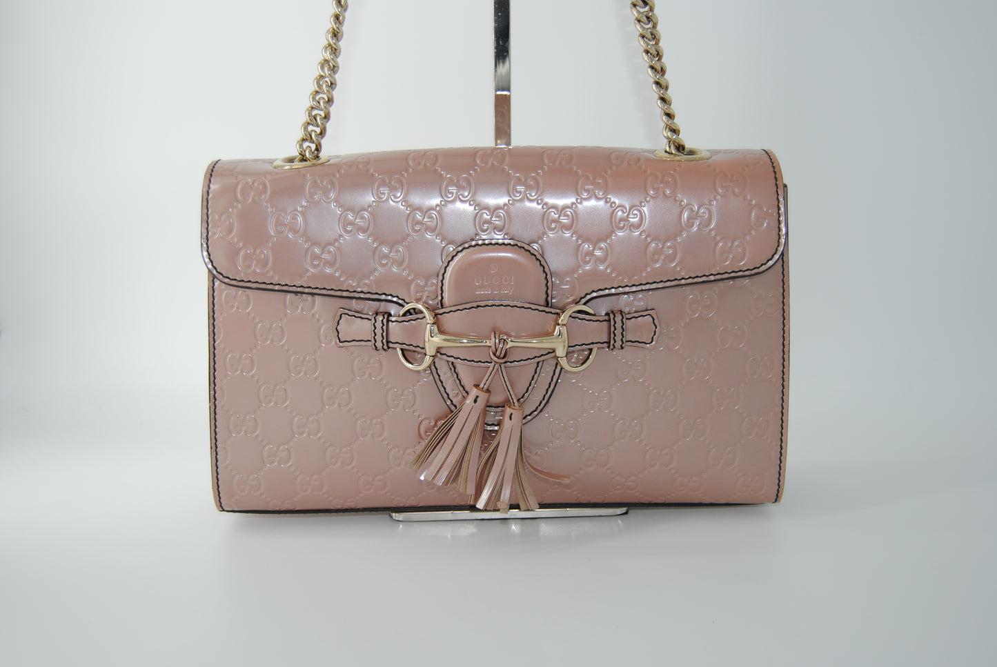 Gucci Pint Guccissima Patent Leather Medium Emily Chain Shoulder Bag